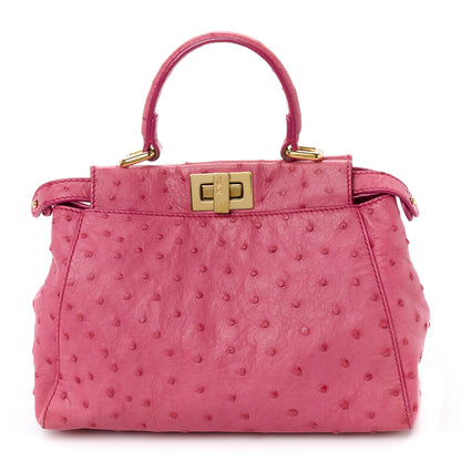 Fendi Ostrich Shiny Nappa Mini Peekaboo Iconic Satchel Fuchsia 1 of 11