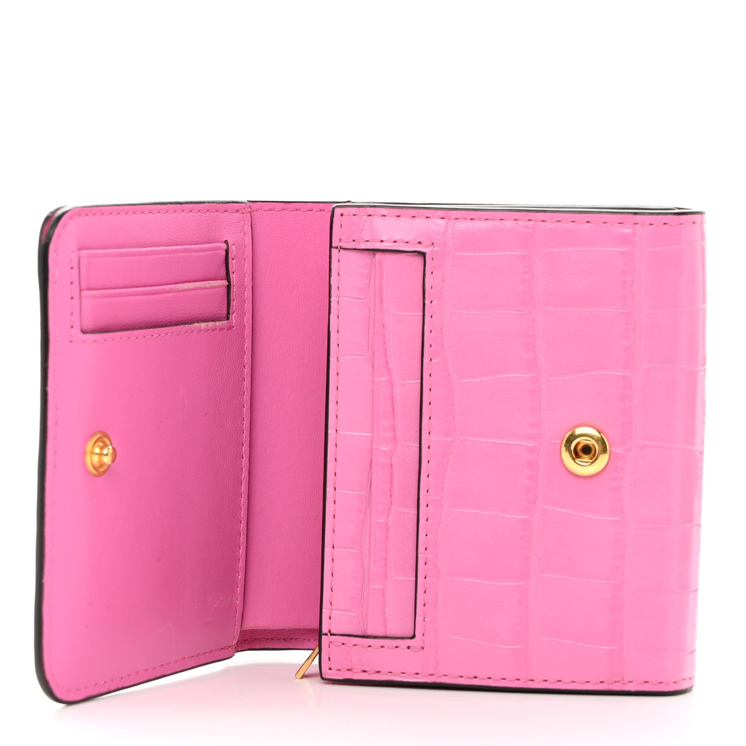 Mulberry Crocodile Embossed Calfskin Small French Continental Wallet Raspberry Pink 5 of 13