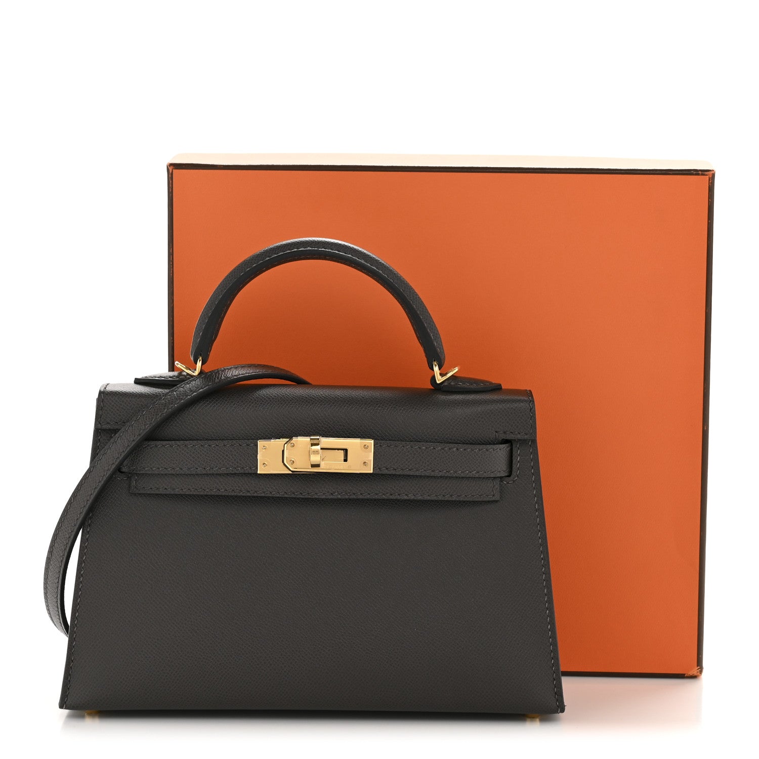 Hermes Madame Calfskin Mini Kelly Sellier 20 Graphite 11 of 11