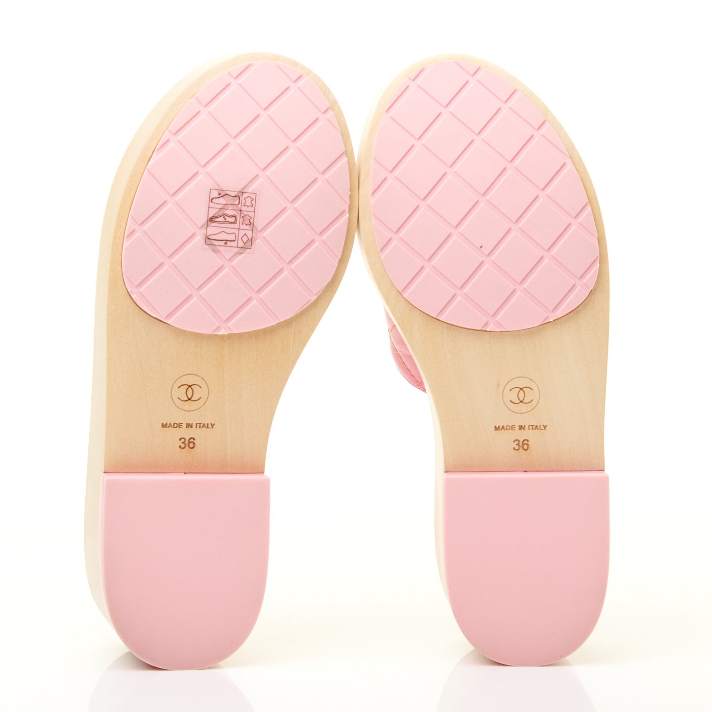 Lambskin CC Flat Slide Sandals 36 Pink