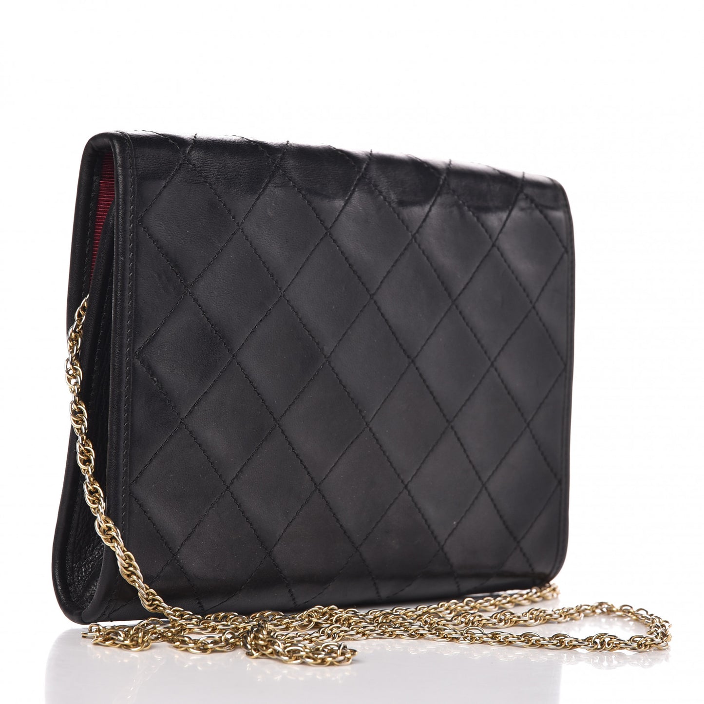 Lambskin Stitched Mini Evening Flap Black