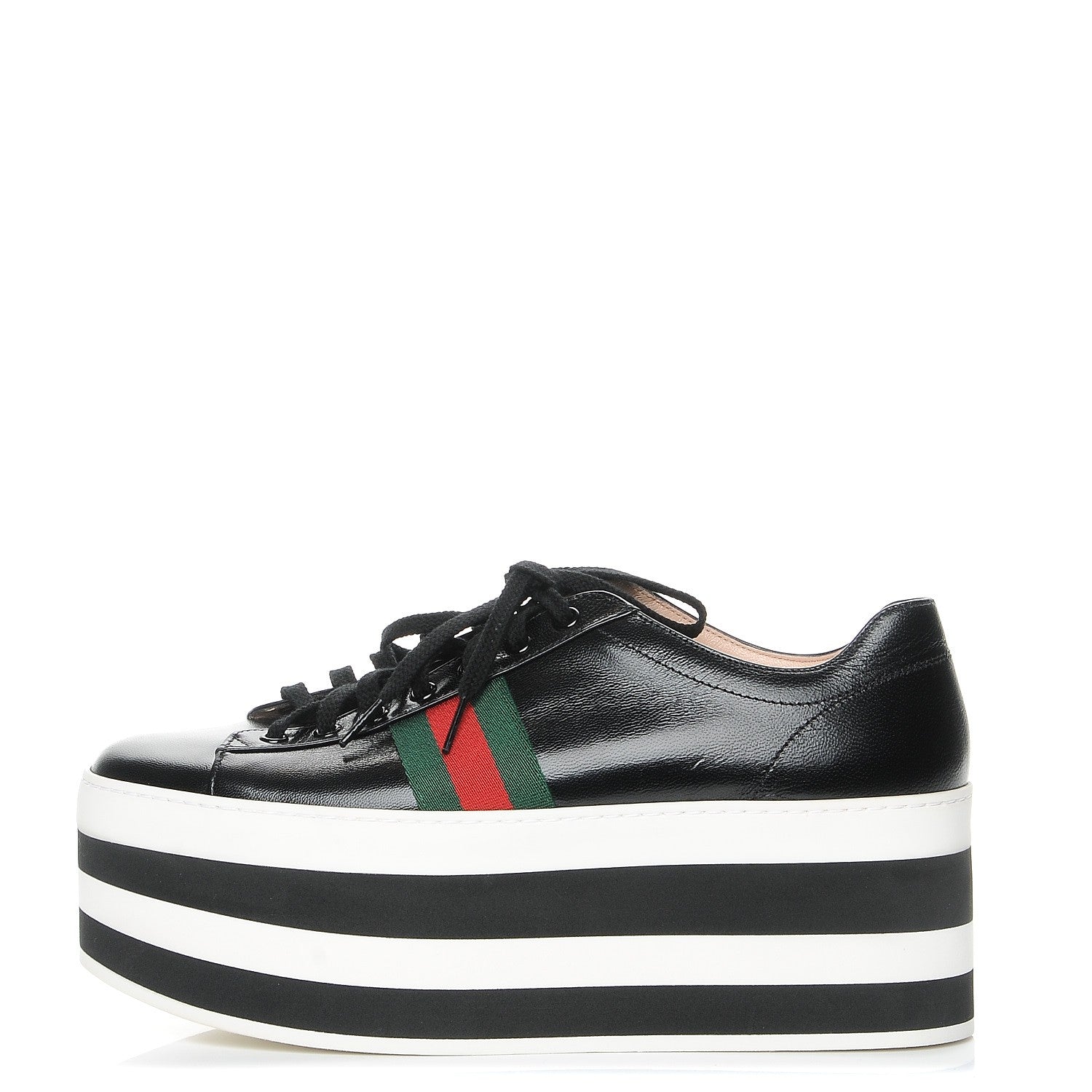 Gucci Malaga Kid Peggy Platform Sneakers 41 Black White 1 of 9