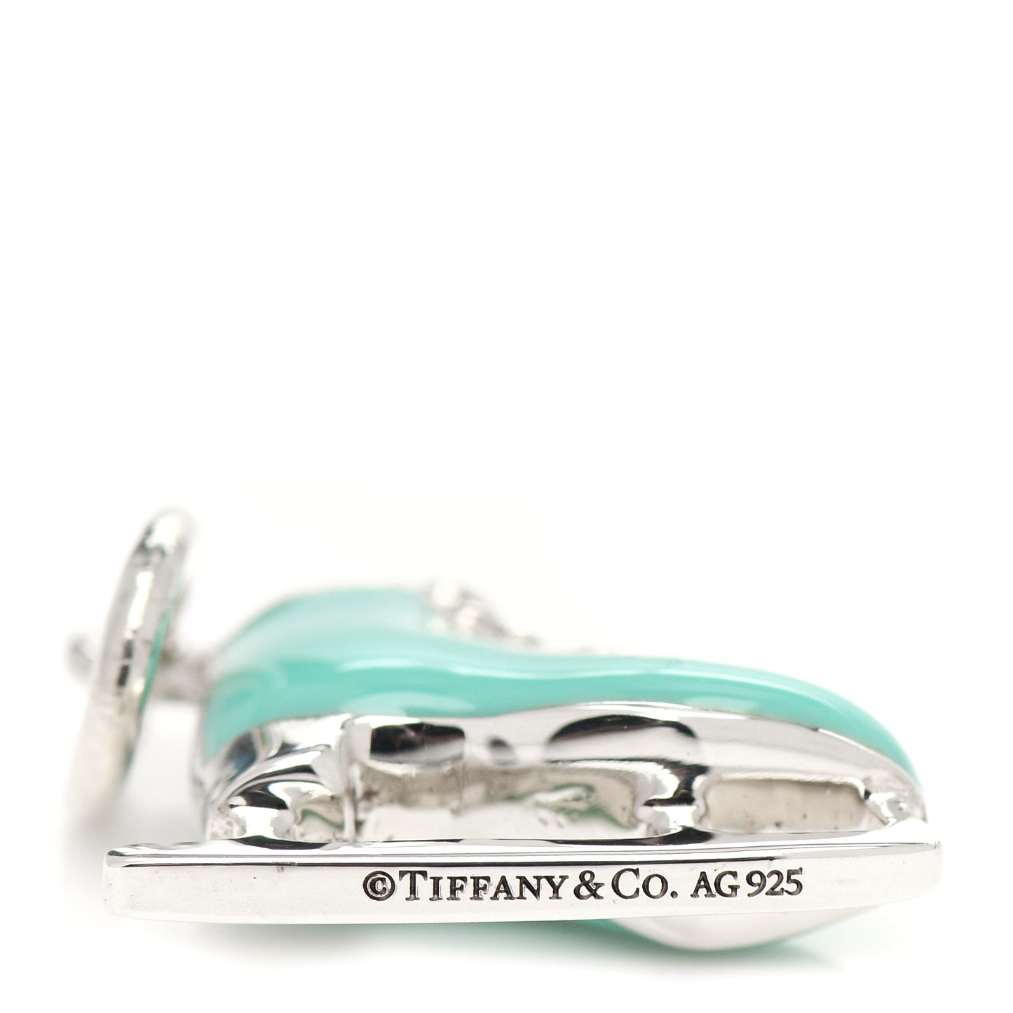 Sterling Silver Enamel Ice Skate Charm Blue