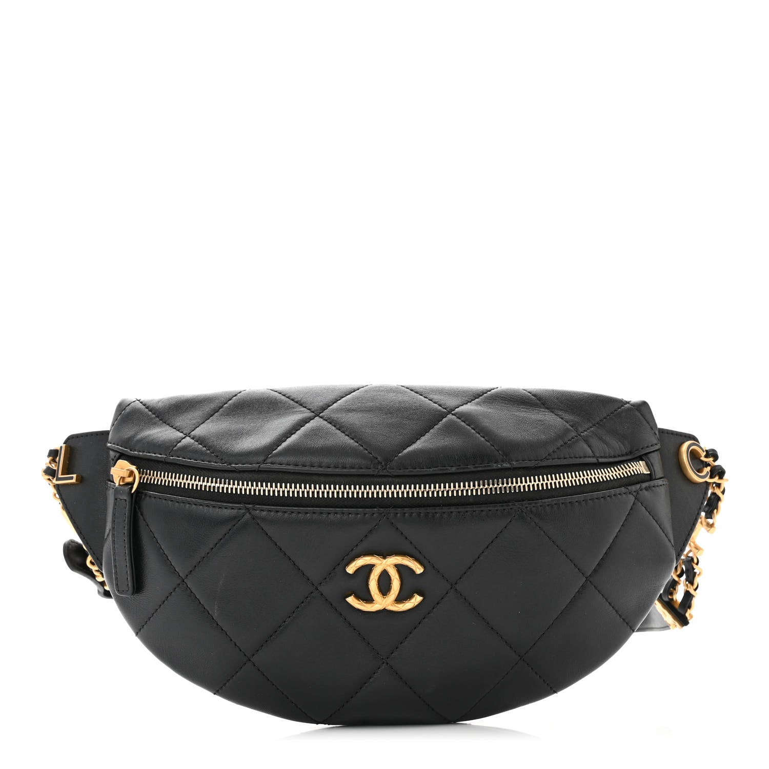 Chanel Lambskin Enamel Quilted Waist Bag Black 1 of 12