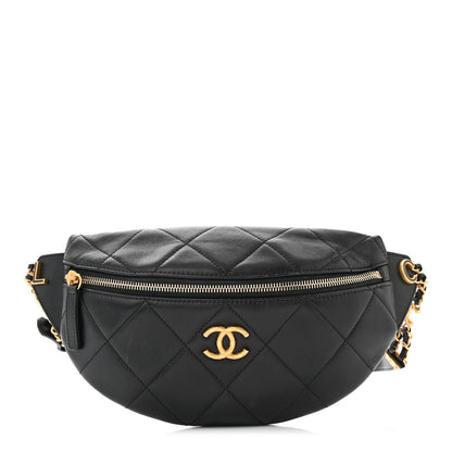 Chanel Lambskin Enamel Quilted Waist Bag Black 1 of 12
