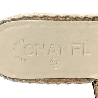 Chanel Goatskin Patent CC Espadrille Mules 37 Black 8 of 8