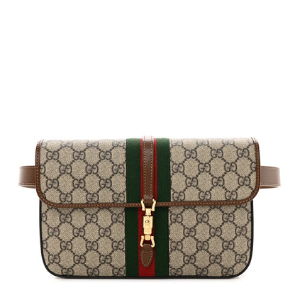 Gucci GG Supreme Monogram Azalea Calfskin Web Jackie 1961 Belt Bag 100 40 Beige Ebony Brown Sugar 1 of 10