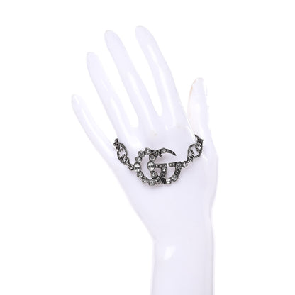 Gucci Oxidized Palladium Crystal Double G Bracelet Silver 2 of 4