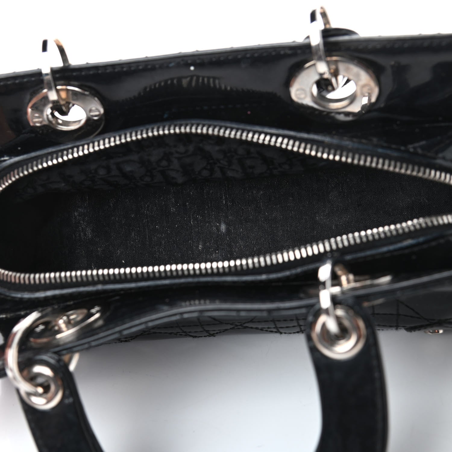 Christian Dior Patent Cannage Stitched Small Lady East West Lady Dior Black 4 of 6