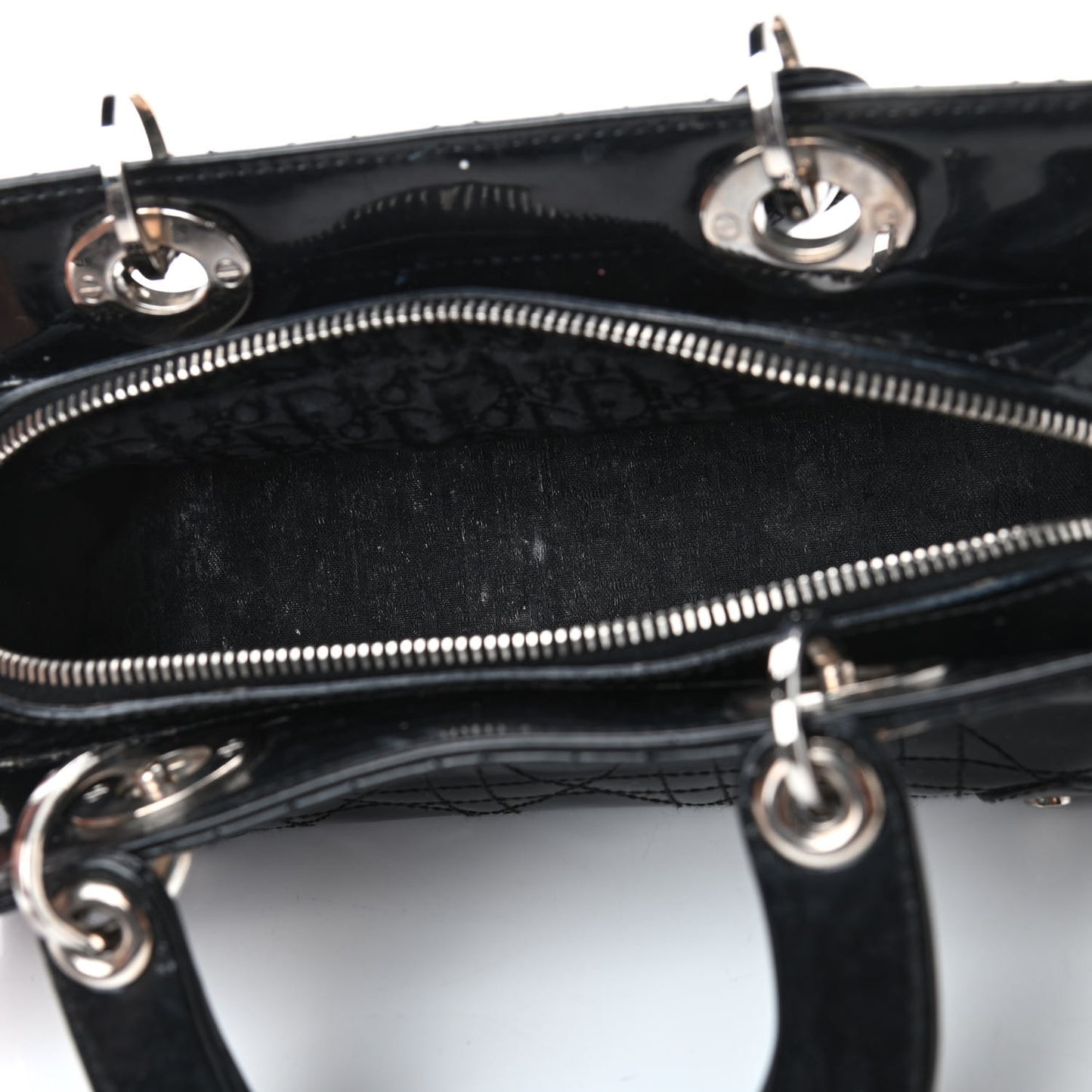 Patent Cannage Stitched Small Lady East West Lady Dior Black