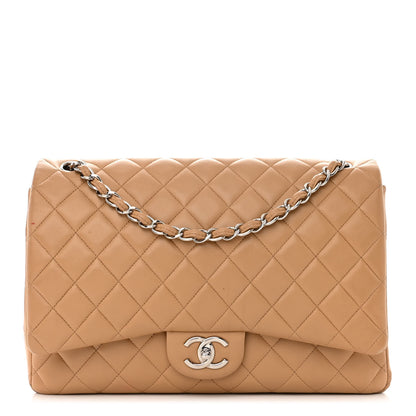 Chanel Lambskin Quilted Maxi Double Flap Beige 1 of 18