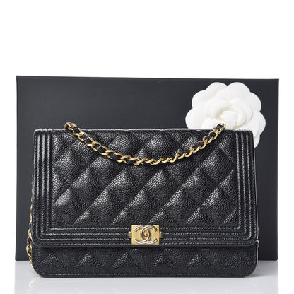 Chanel Caviar Quilted Boy Wallet On Chain WOC Black 10 of 10