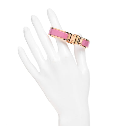 Hermes Enamel Charniere Uni Narrow Hinged Bracelet S Rose Flamingo 2 of 5