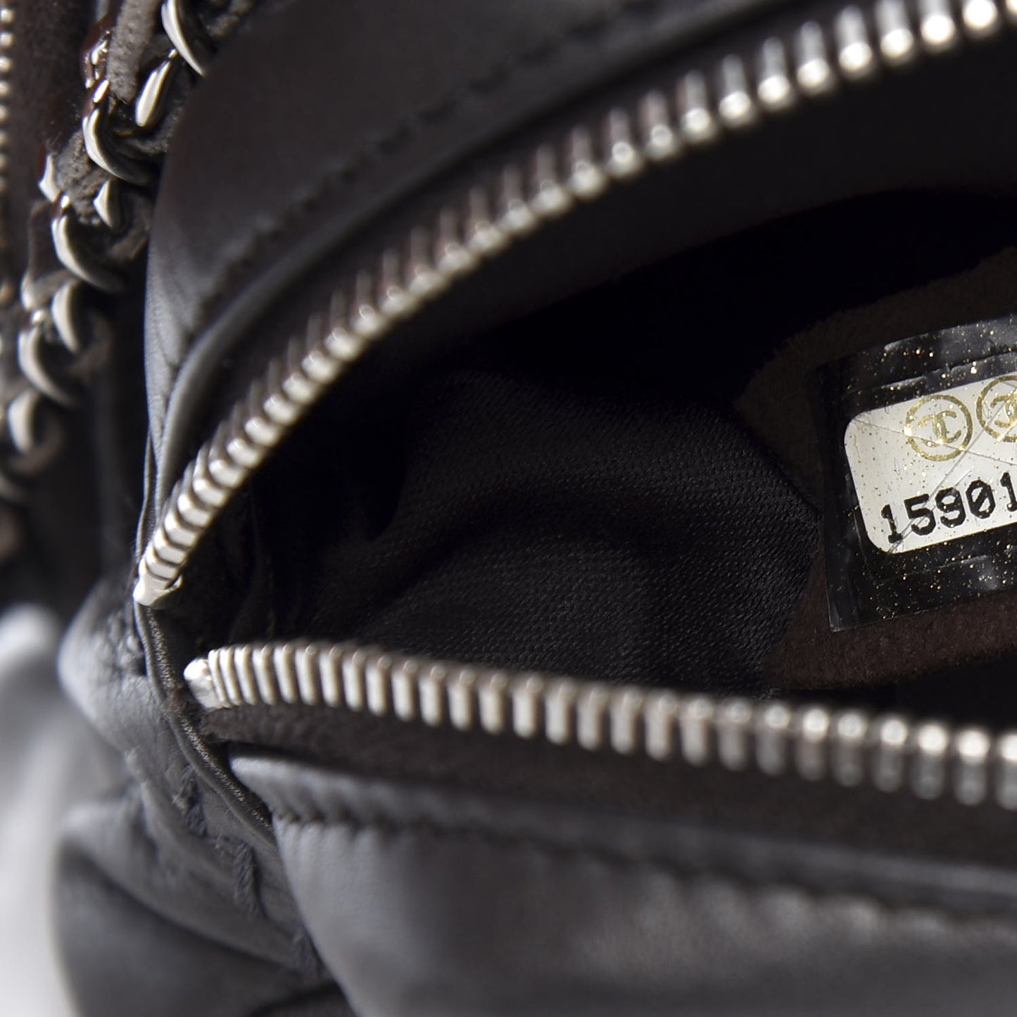 Metallic Lambskin Stitched New Mini Flap Grey