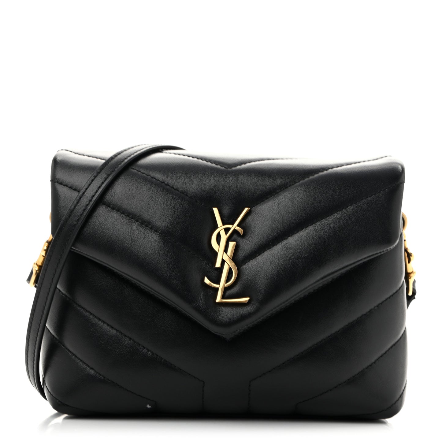 Calfskin Y Quilted Monogram Toy Loulou Crossbody Bag Black