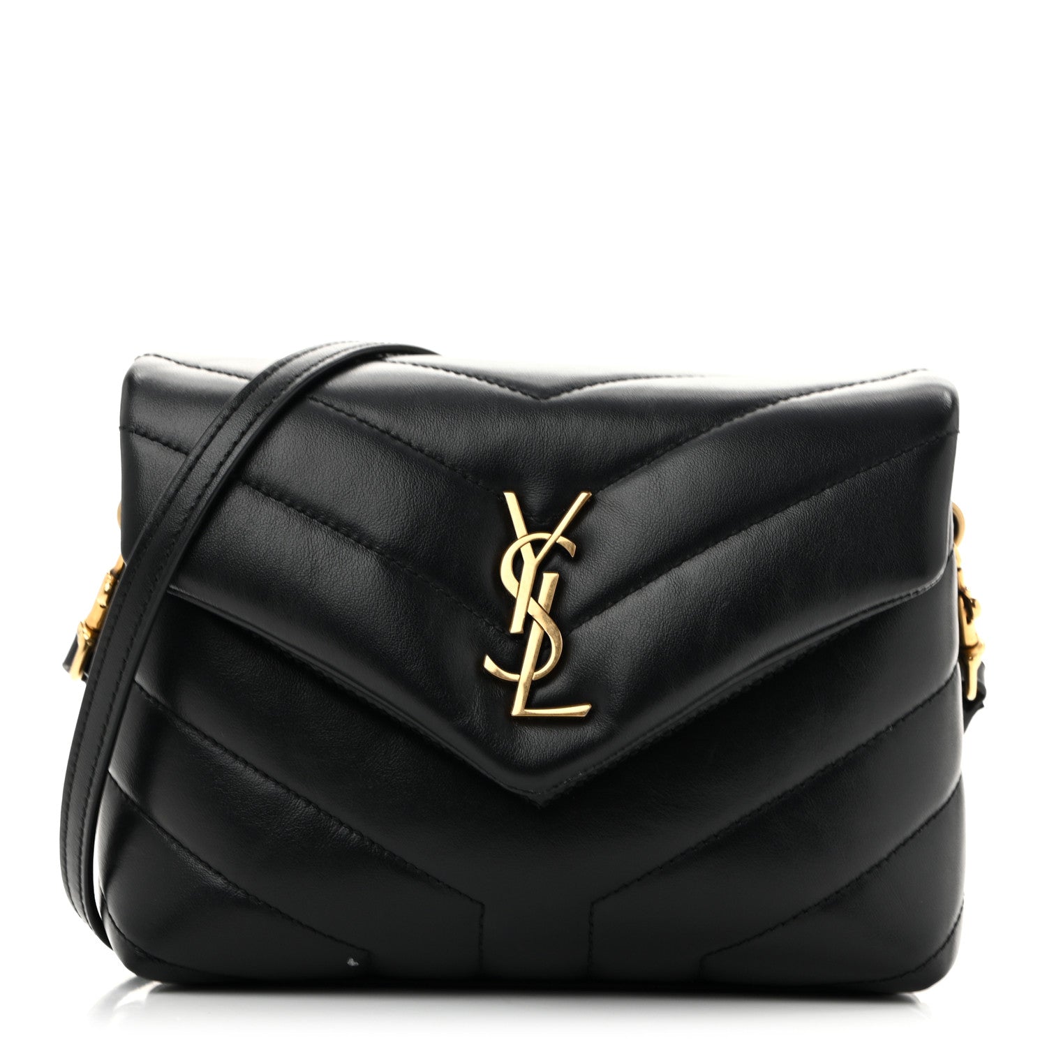 Saint Laurent Calfskin Y Quilted Monogram Toy Loulou Crossbody Bag Black 1 of 12