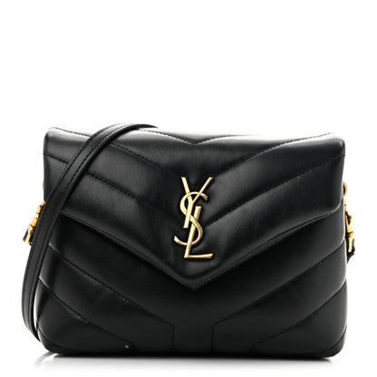 Saint Laurent Calfskin Y Quilted Monogram Toy Loulou Crossbody Bag Black 1 of 12