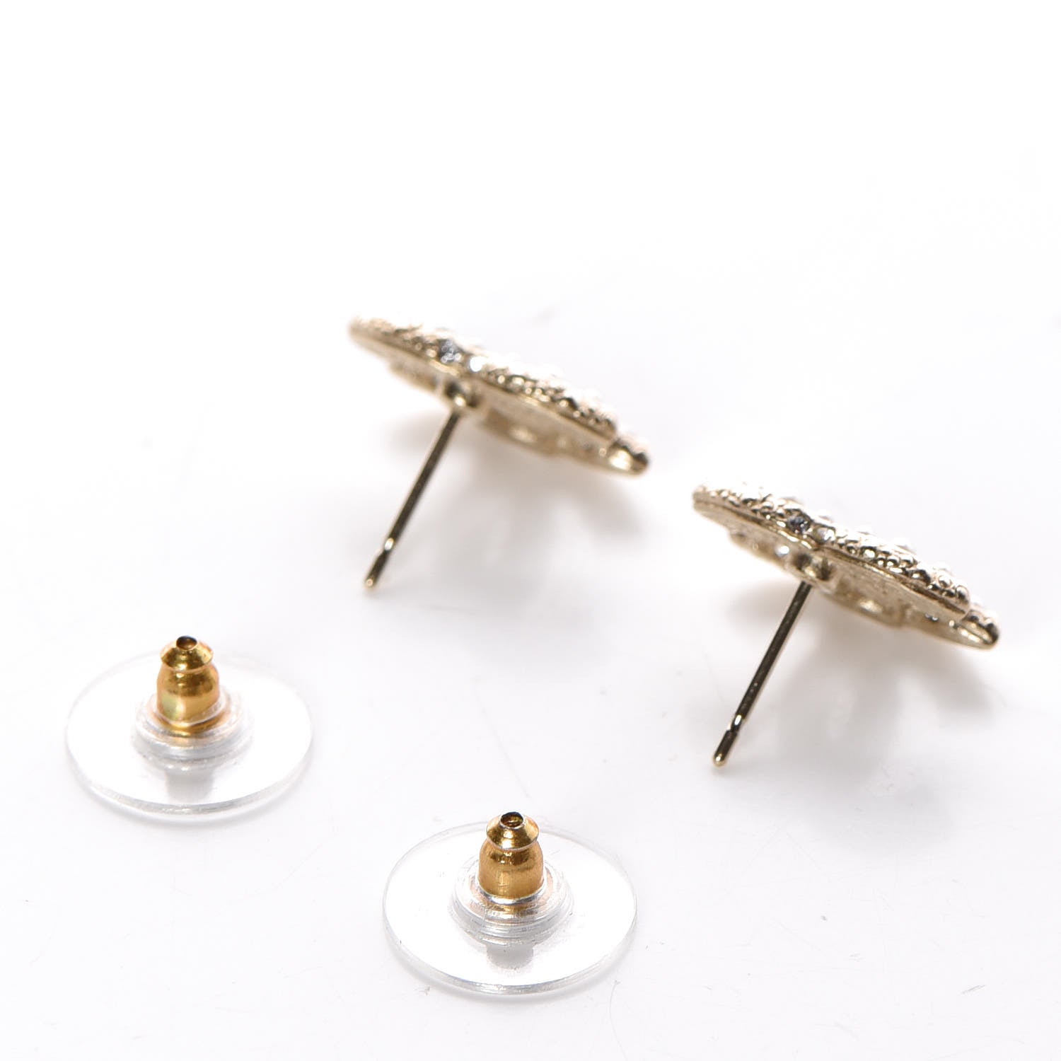 Chanel Pearl Crystal CC Earrings Gold 3 of 5