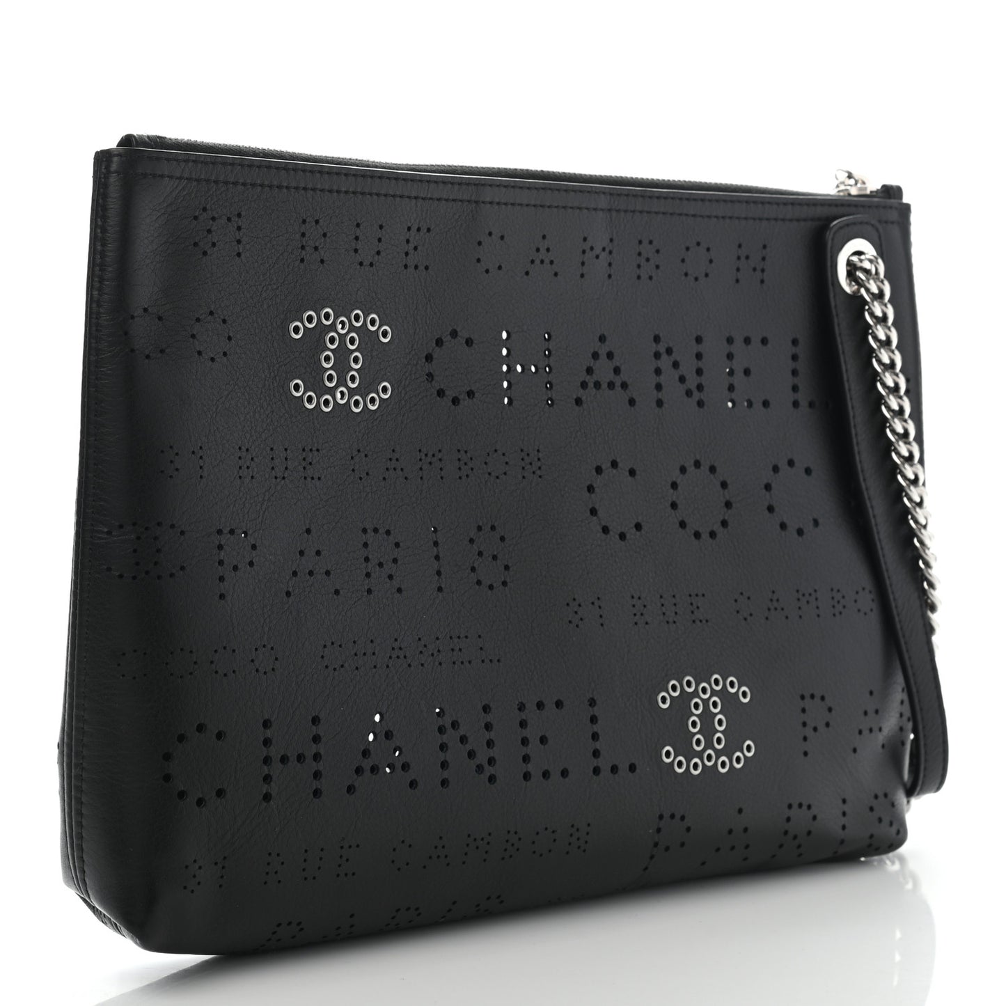 Calfskin Eyelets Clutch Black
