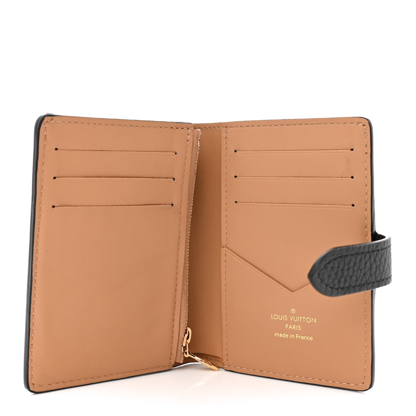 LOUIS VUITTON Taurillon Capucines Vertical Compact Wallet Black