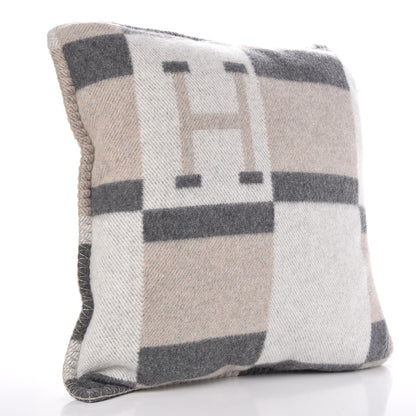 Hermes Wool Cashmere Avalon Bayadere Pillow PM Galet Ecru 3 of 6