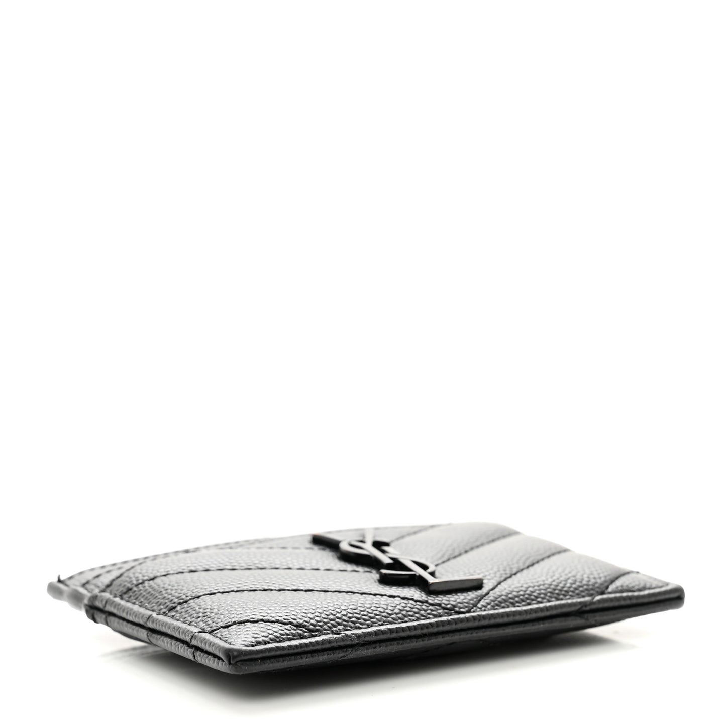 Grain De Poudre Matelasse Chevron Monochrome Monogram Credit Card Case Black