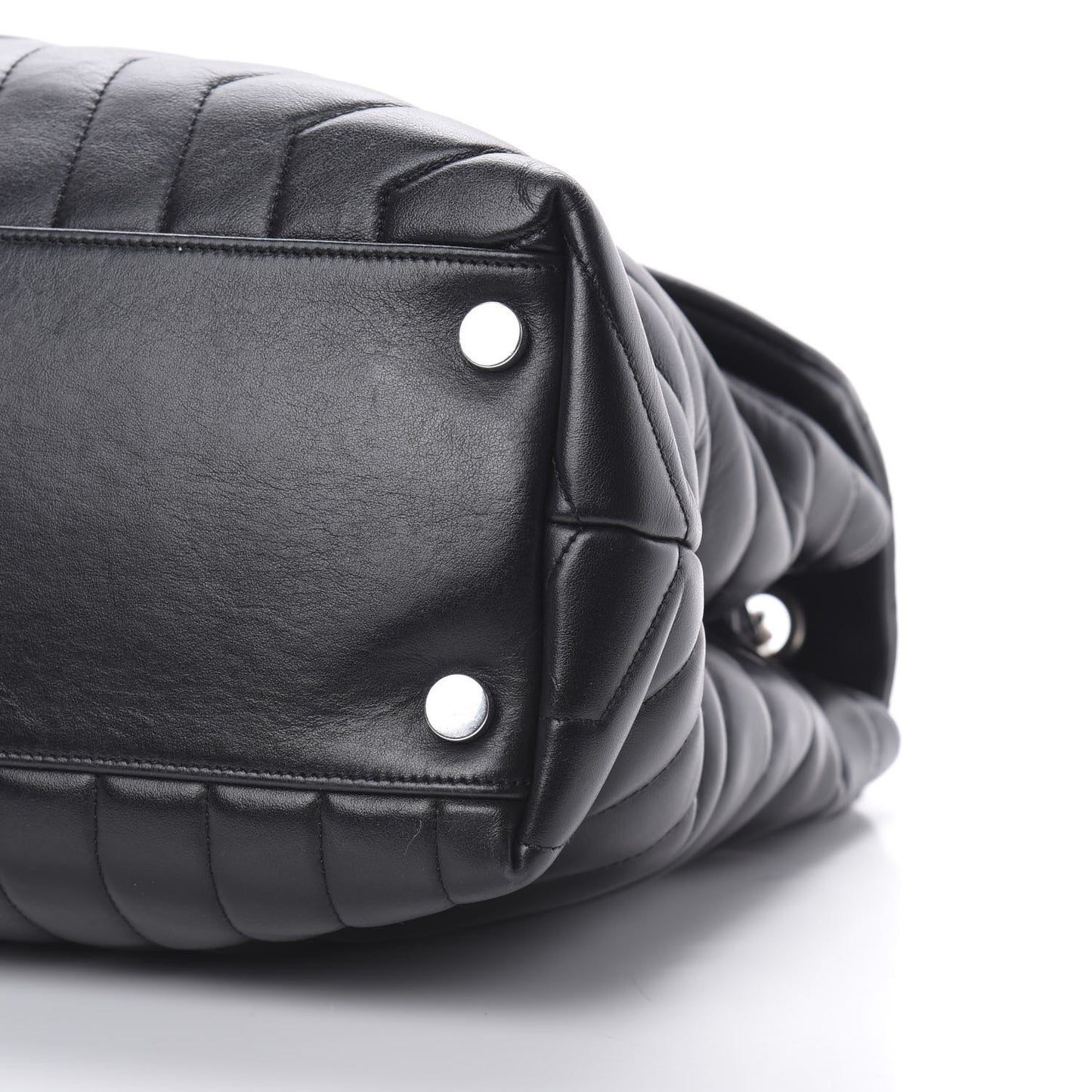 Calfskin Y Quilted Monogram Large Loulou Chain Satchel Black