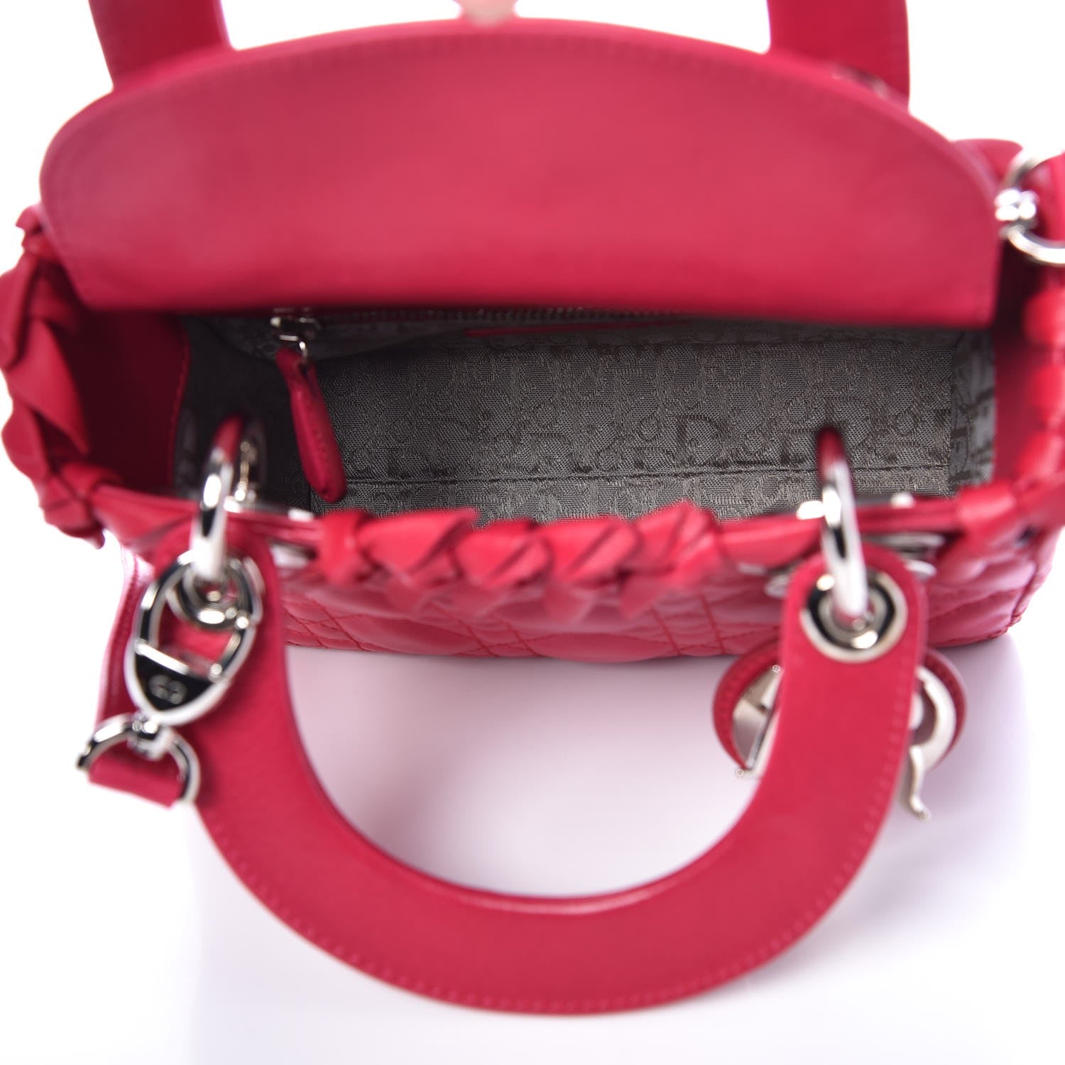 Christian Dior Lambskin Cannage Bow Mini Lady Dior Fuchsia 5 of 6