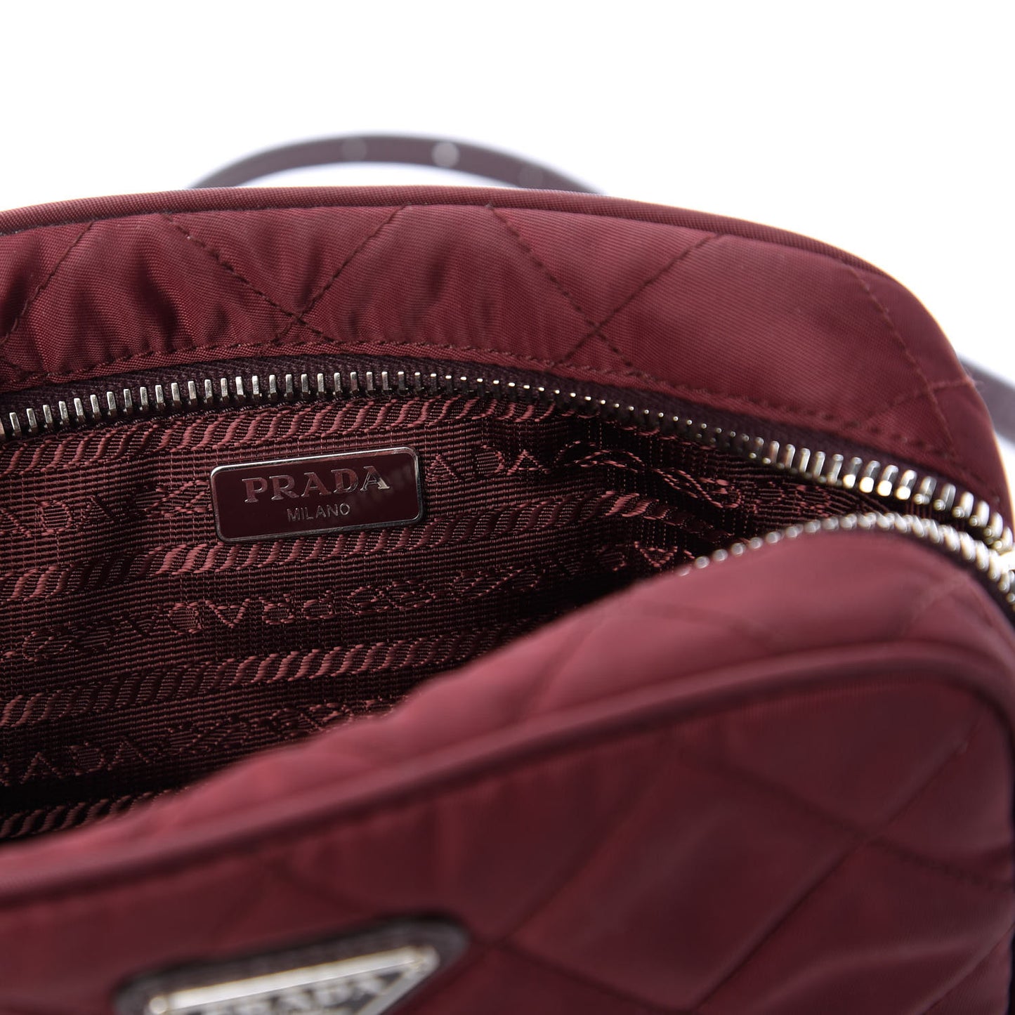 Nylon Tessuto Impuntu Quilted Crossbody Bag Granato