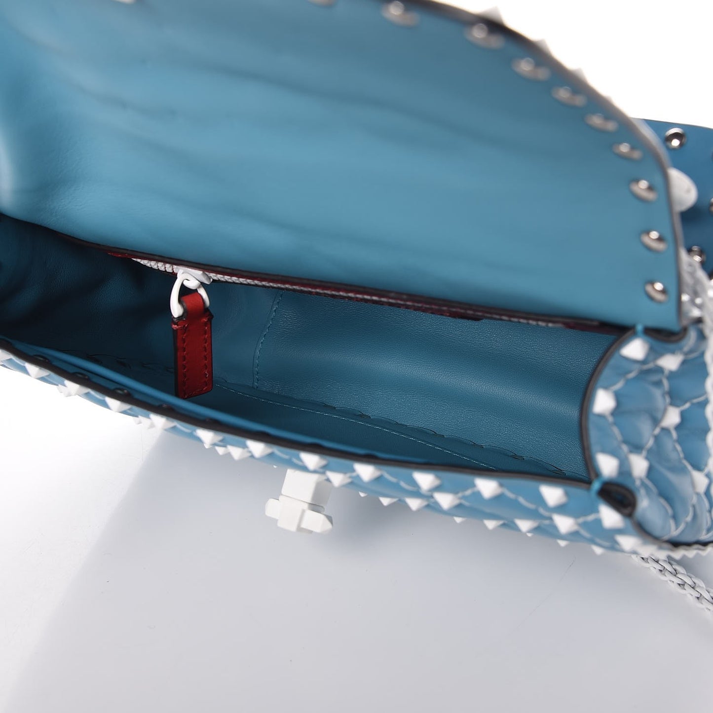 Lambskin Medium Free Rockstud Spike Shoulder Bag Cerulean