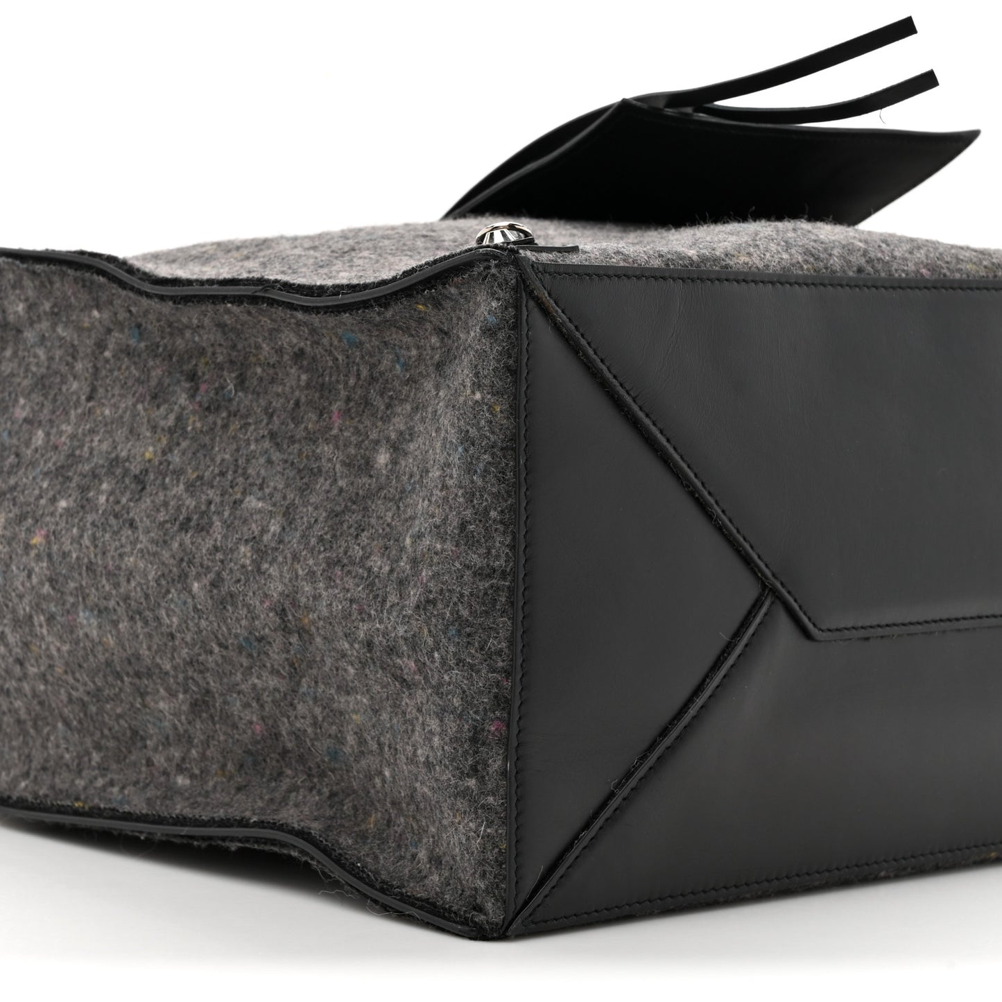 Felt Calfskin Papier A4 Tote Grey Black