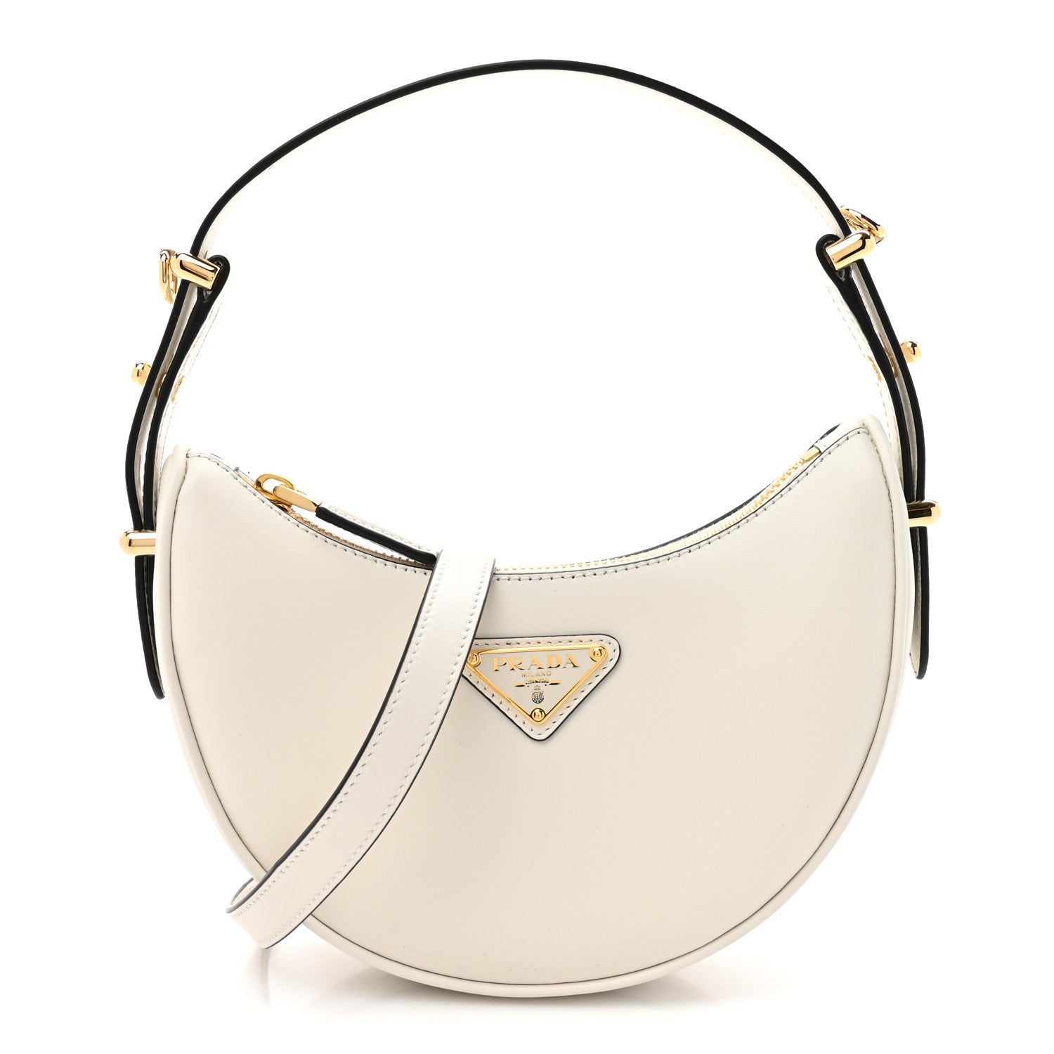 Prada Soft Calfskin Small Arque Shoulder Bag White 1 of 10