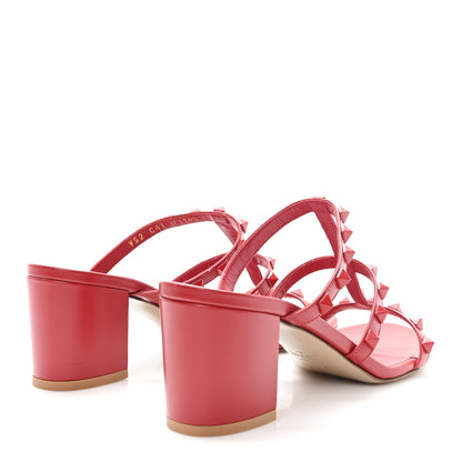 Valentino Garavani Patent Lacquered Monochrome Rockstud 60mm Caged Slide Sandals 36.5 Rosso Valentino 5 of 10