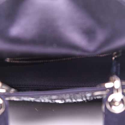 Christian Dior Satin Crystal Cannage Mini Lady Dior Navy 5 of 12