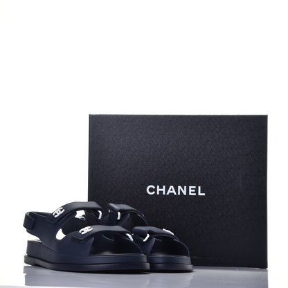 Chanel Rubber CC Dad Sandals 39 Navy 9 of 10