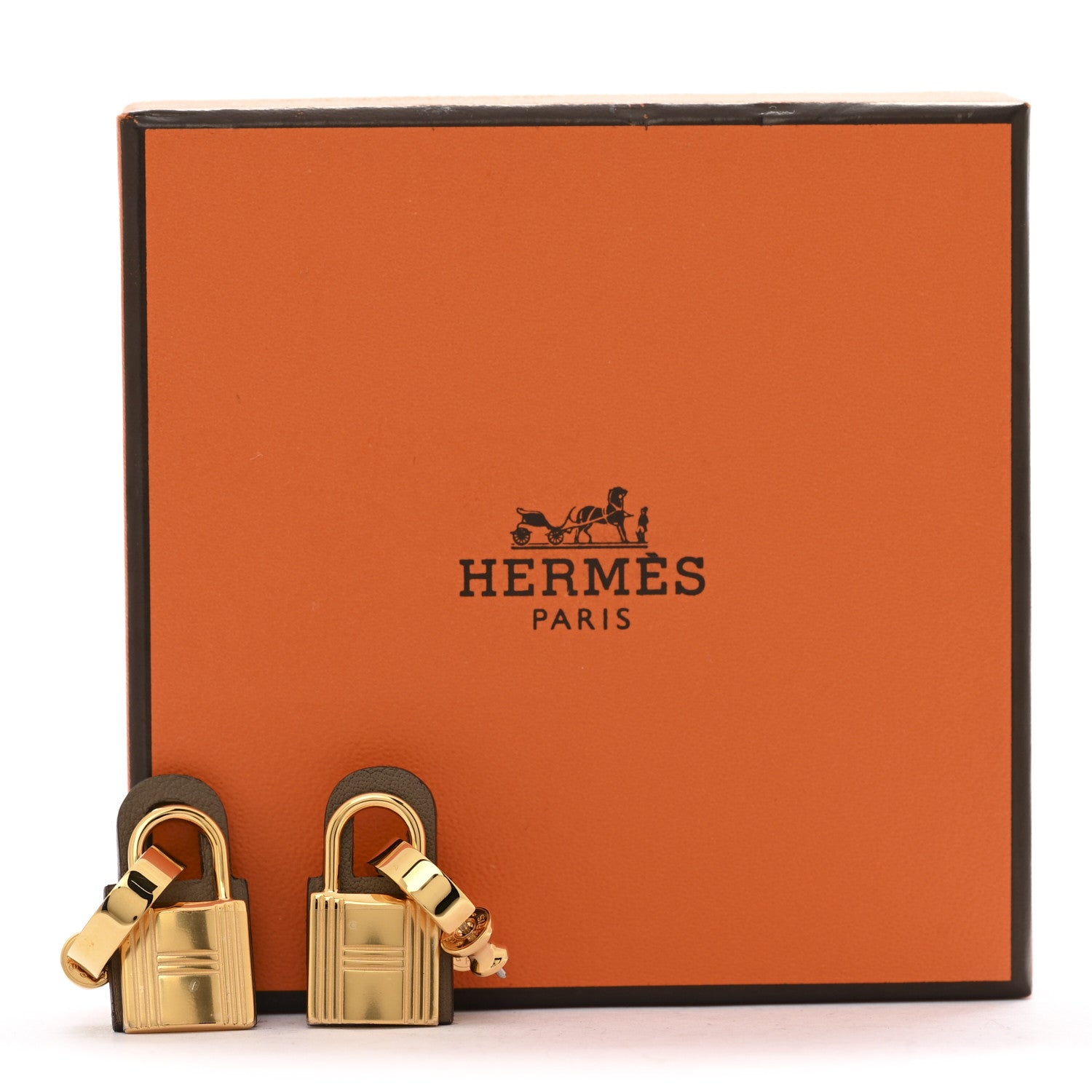 Hermes Gold Swift O'Kelly Earrings Etoupe 5 of 5
