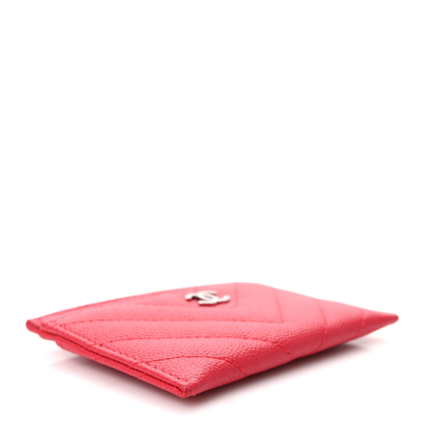 Caviar Chevron Quilted Card Holder Light Red