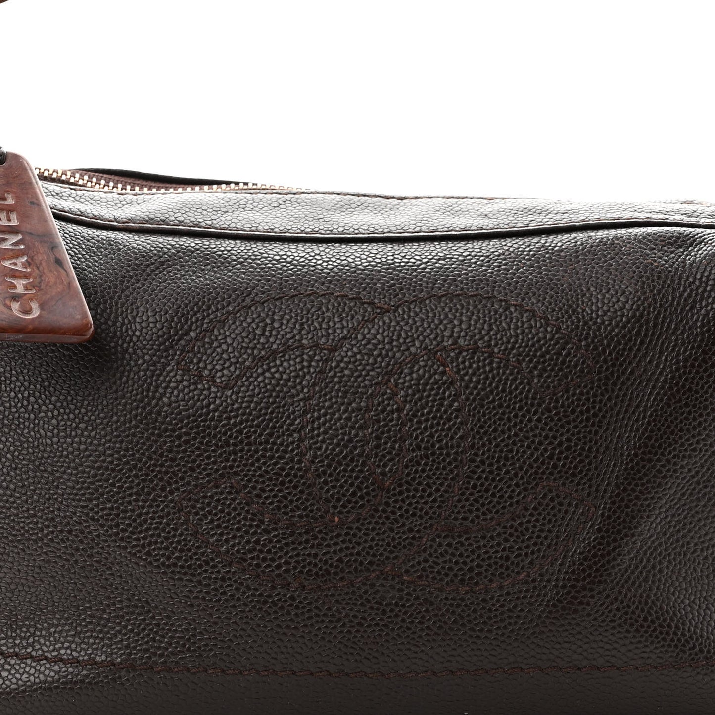 Caviar CC Wood Chain Hobo Dark Brown