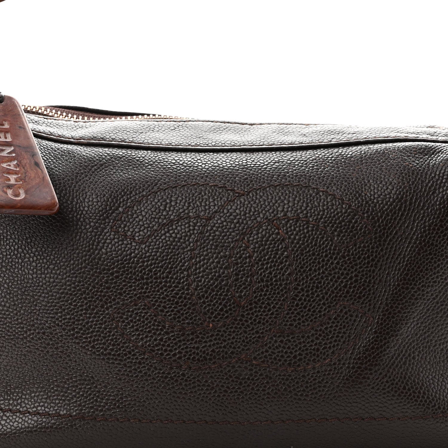 Chanel Caviar CC Wood Chain Hobo Dark Brown 8 of 10