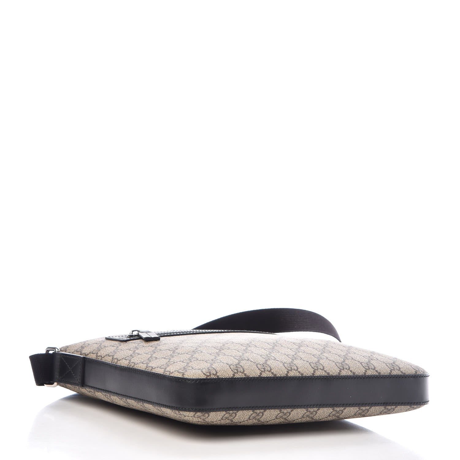 Gucci GG Supreme Monogram Flat Messenger Bag Black 4 of 10