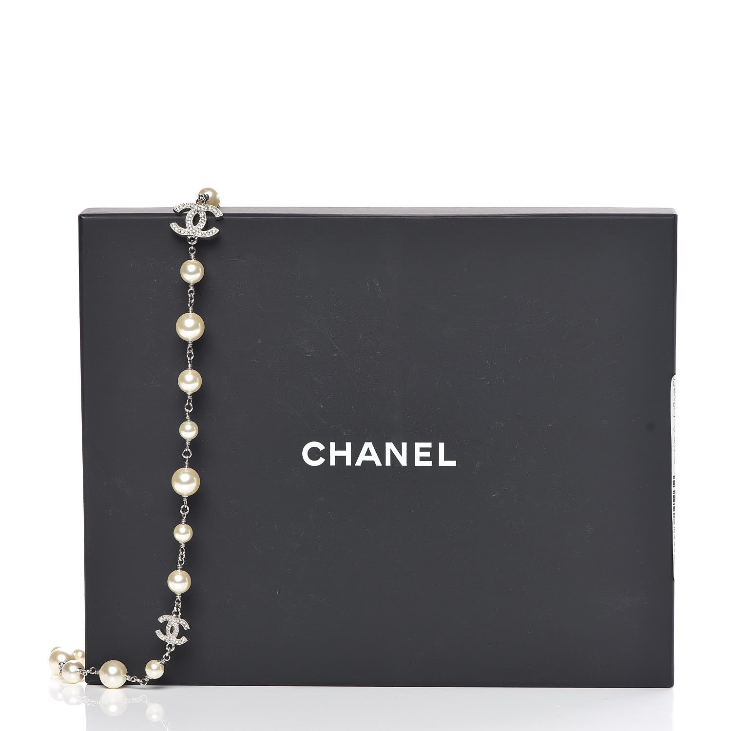 Chanel Crystal Pearl CC Long Necklace Silver 6 of 6