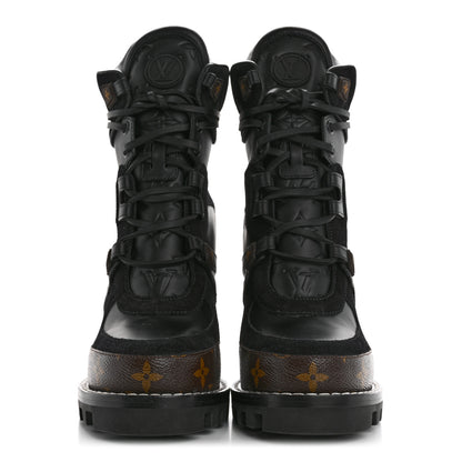 Louis Vuitton Suede Calfskin Monogram Star Trail Ankle Boots 39 Black 3 of 9