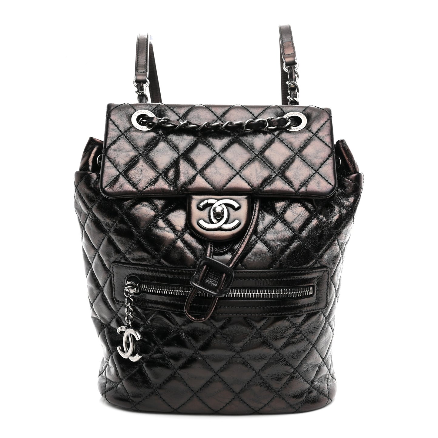 Glazed Calfskin Quilted Small Salzburg Mountain Backpack Black