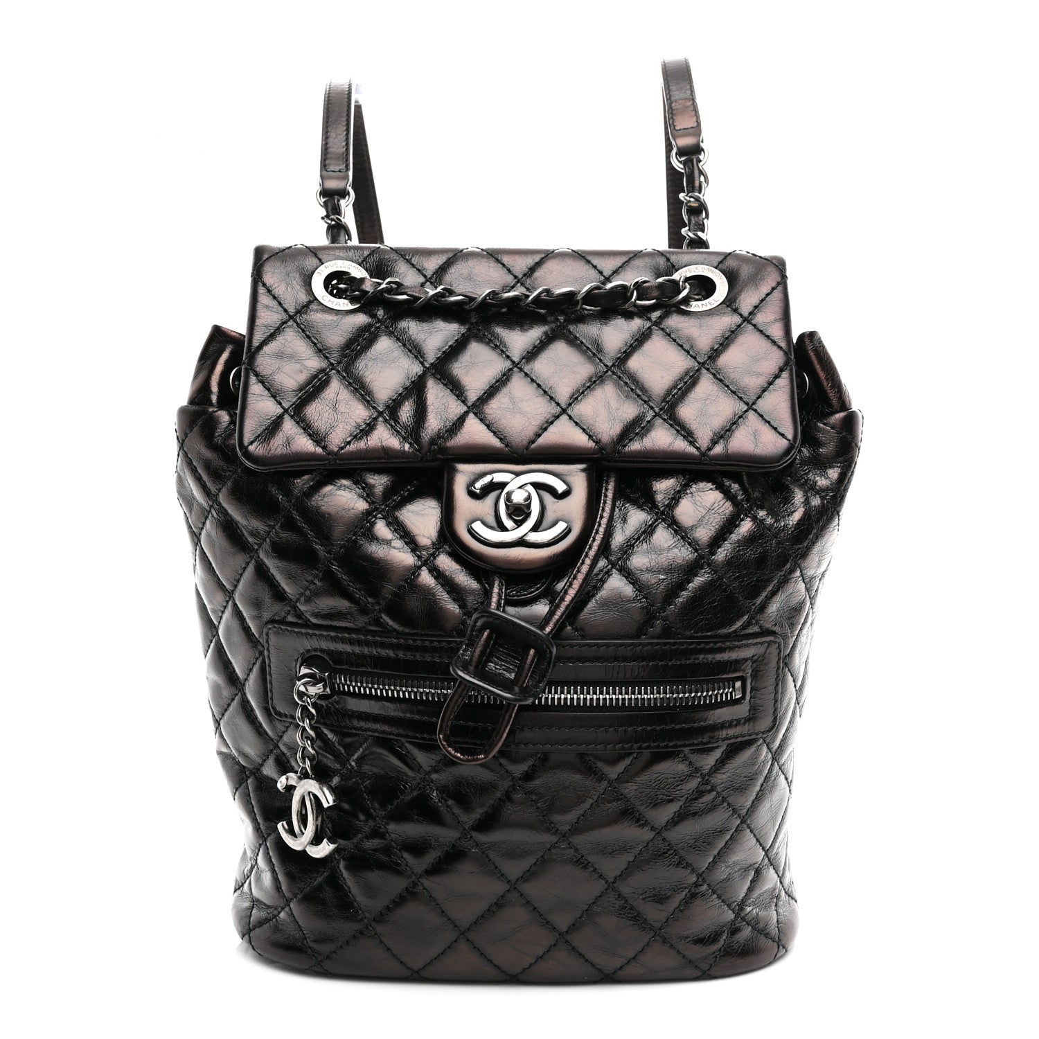 Chanel Glazed Calfskin Quilted Small Salzburg Mountain Backpack Black 1 of 10