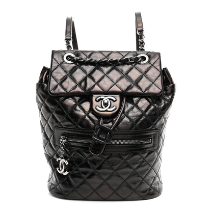 Chanel Glazed Calfskin Quilted Small Salzburg Mountain Backpack Black 1 of 10