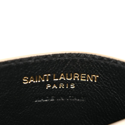 Saint Laurent Grain De Poudre Matelasse Chevron Monogram Credit Card Case Dark Beige 6 of 8