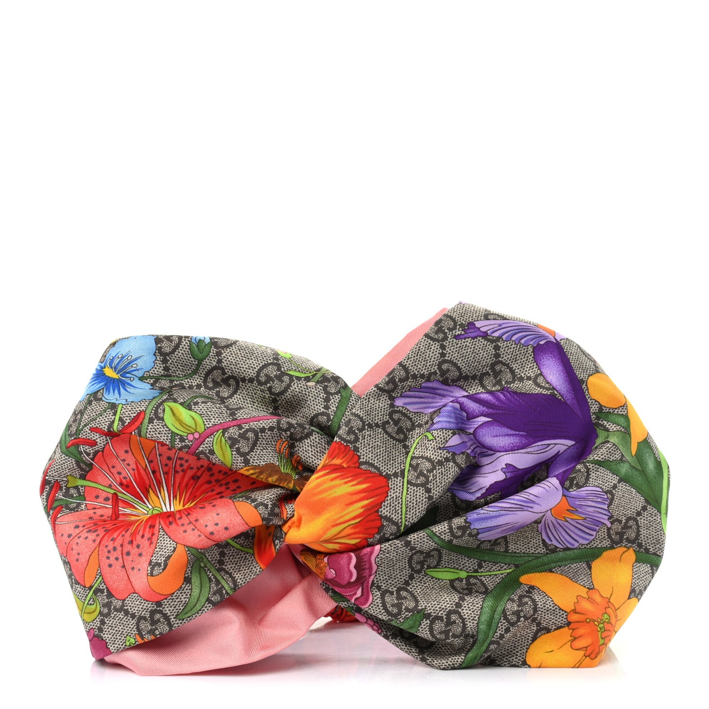 Silk Monogram Flora Print Headband M Pink