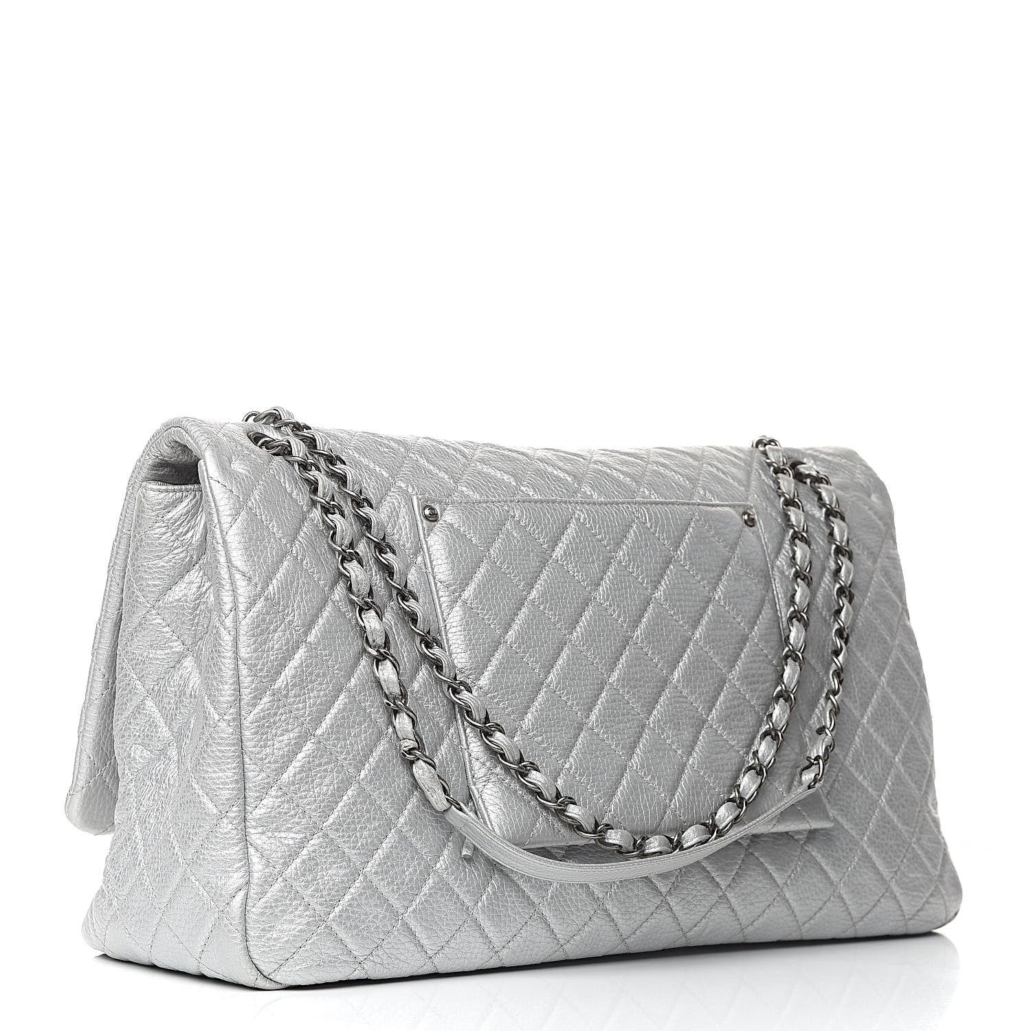 Chanel Metallic Calfskin Quilted XXL Travel Flap Bag Silver 3 of 10