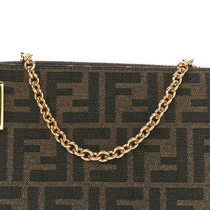 Fendi Fabric Jacquard Vitello Grace FF 1974 Baguette Pouch Tobacco Moro Sand 7 of 10