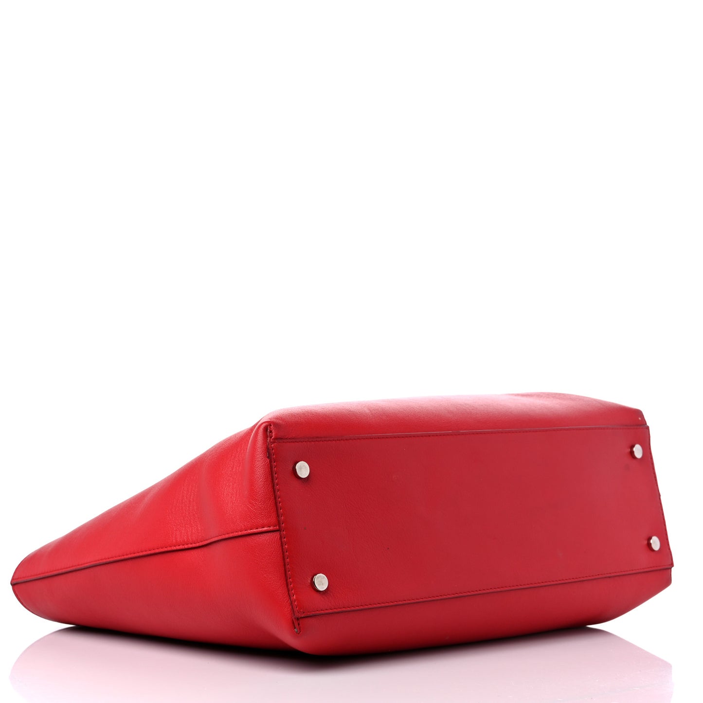 Calfskin Crystal Buckle Shopping Tote Red